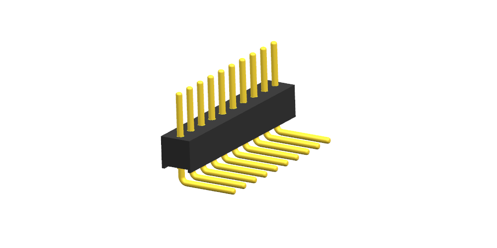 圆孔排针1.27mm 单排 90度（塑高2.2 塑宽2.2）